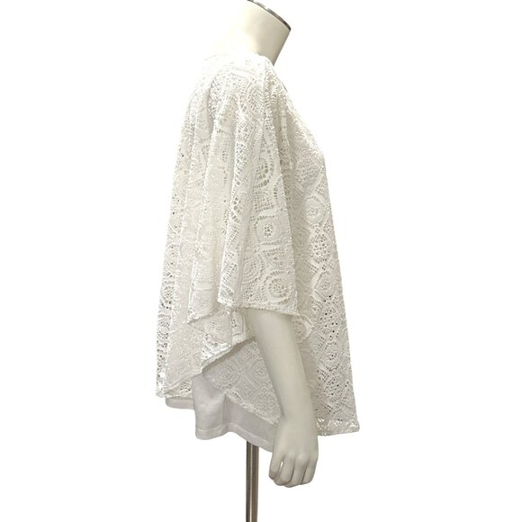 Ivy Ridge White Crochet Lace Blouse With Open Back Flutter Sleeves Boho Style LG - Picture 6 of 10